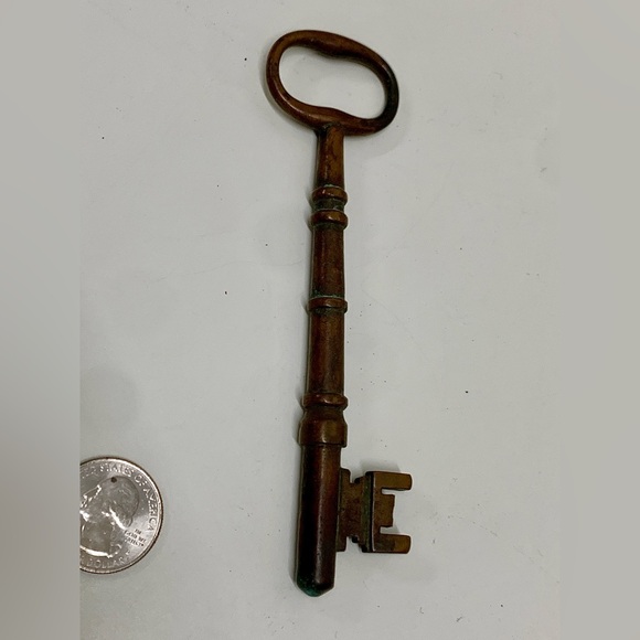 c. 1900 Antique Michigan Industrial Commercial Solid Barrel Skeleton Key - Picture 9 of 10